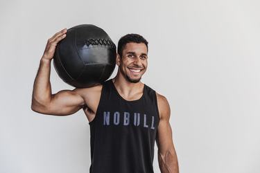 Nobull Men's Tank Tops Black | Australia (LI3962)